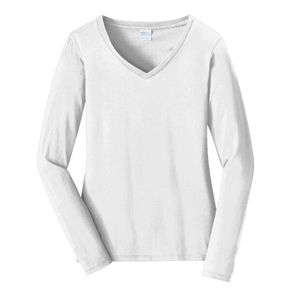 Ladies Long Sleeve Fan Favorite V Neck Tee Thumbnail