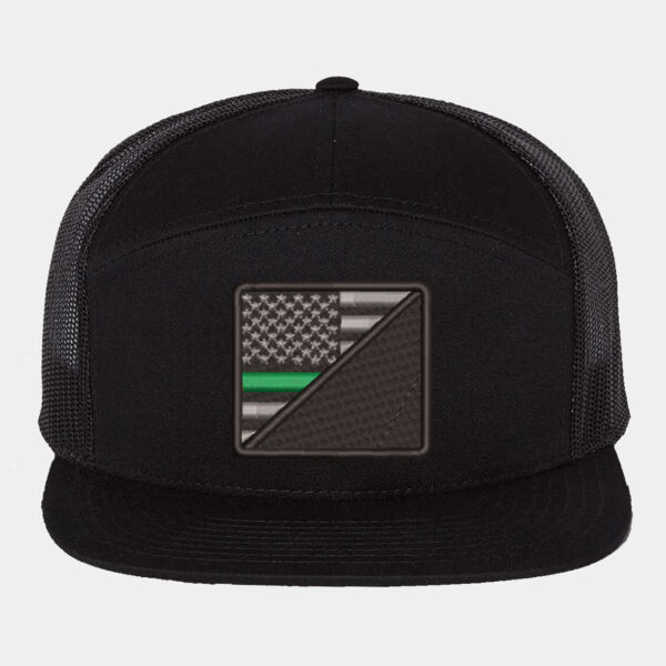 Support the Military Flag Patch Embroidered - Hi-Pro 7- Panel Trucker Cap Thumbnail