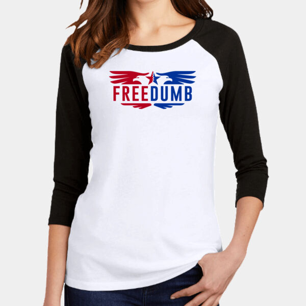 FREEDUMB Colorblock Raglan Ladies T-Shirt | Think For Yourself Thumbnail